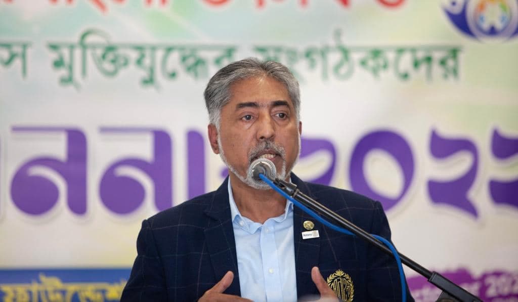 Delivering a speech at a podium