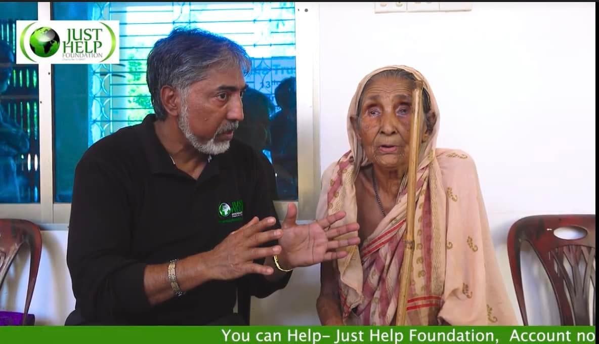 Speaking with an elderly woman