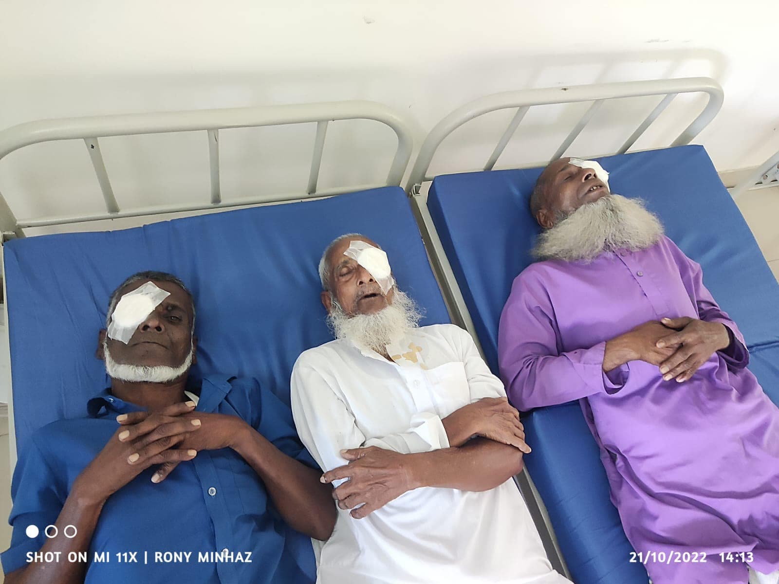 Patients recovering after eye operations